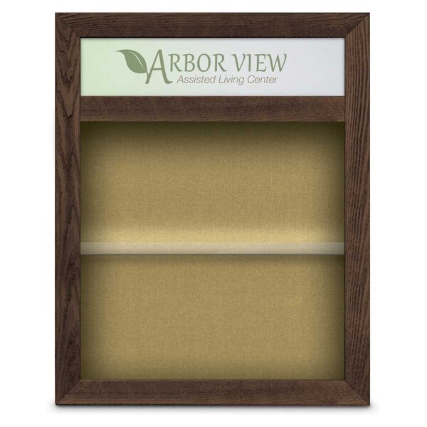 Outdoor Enclosed Combo Board, 42"x32", Satin Frame/Blue & Buff
